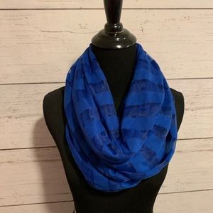 Blue striped infinity scarf